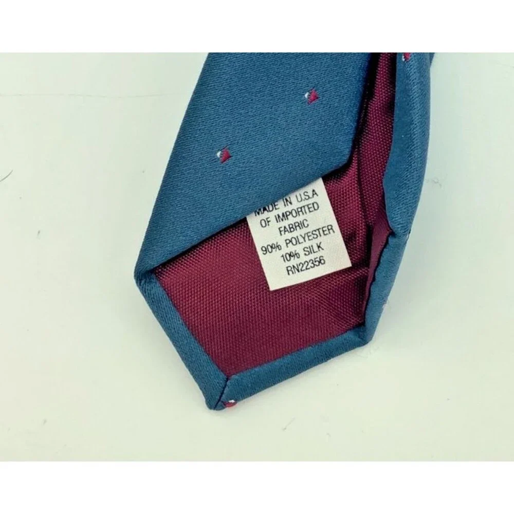 John Weitz Necktie Vintage Micro Dot Poly Silk Blend Classic Blue Retro Hipster